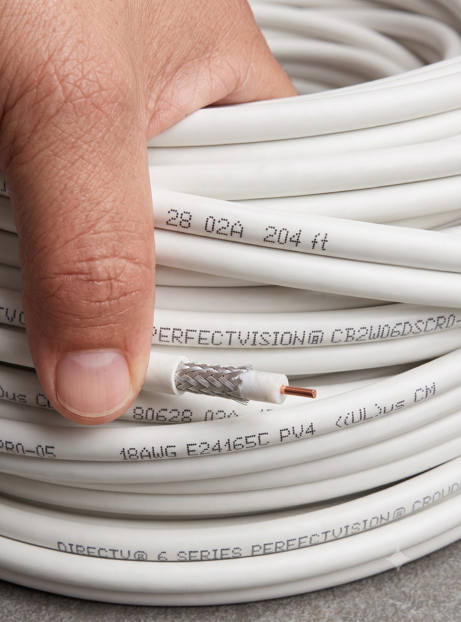 Cable Coaxial RG6 Dual Siamés DIRECTV (Cobre Sólido 3.0 GHz) - Tramo 30.5 m