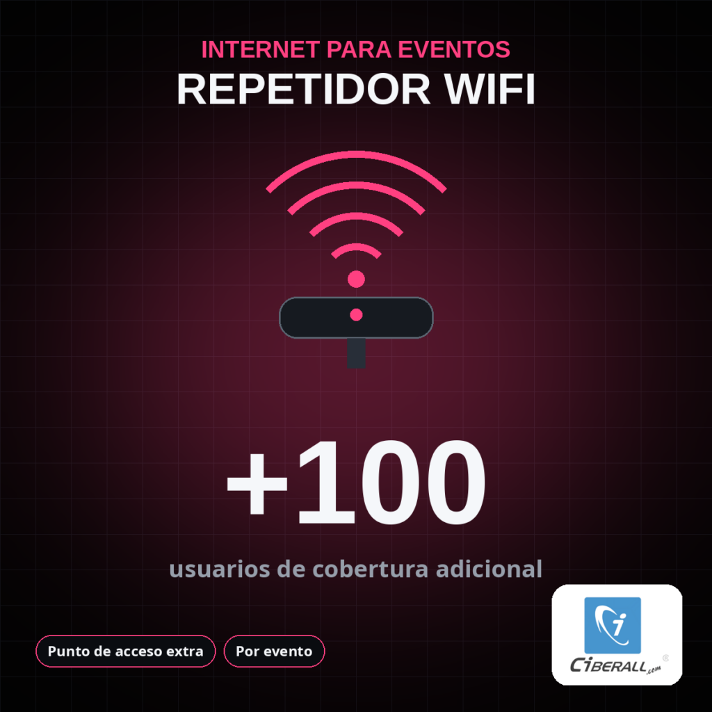 Repetidor WiFi adicional para Eventos | +100 usuarios de cobertura