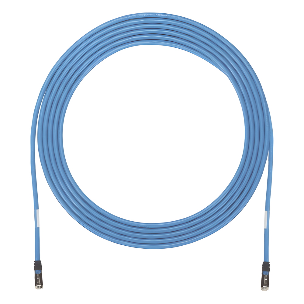 Cable de Zona U/UTP Cat6A, Con Plug Modular en Cada Extremo, Conductor 23 AWG Sólido, CMP (Plenum), 30.48 Metros (100 Pies), Color Azul